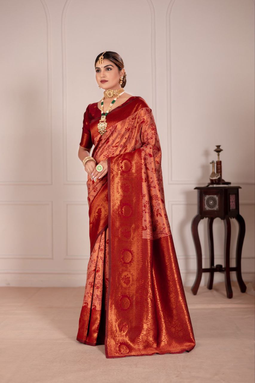 Royal Banarasi Silk Saree Set – Classic Weave & Elegant Finish | D.No. JG-1004
