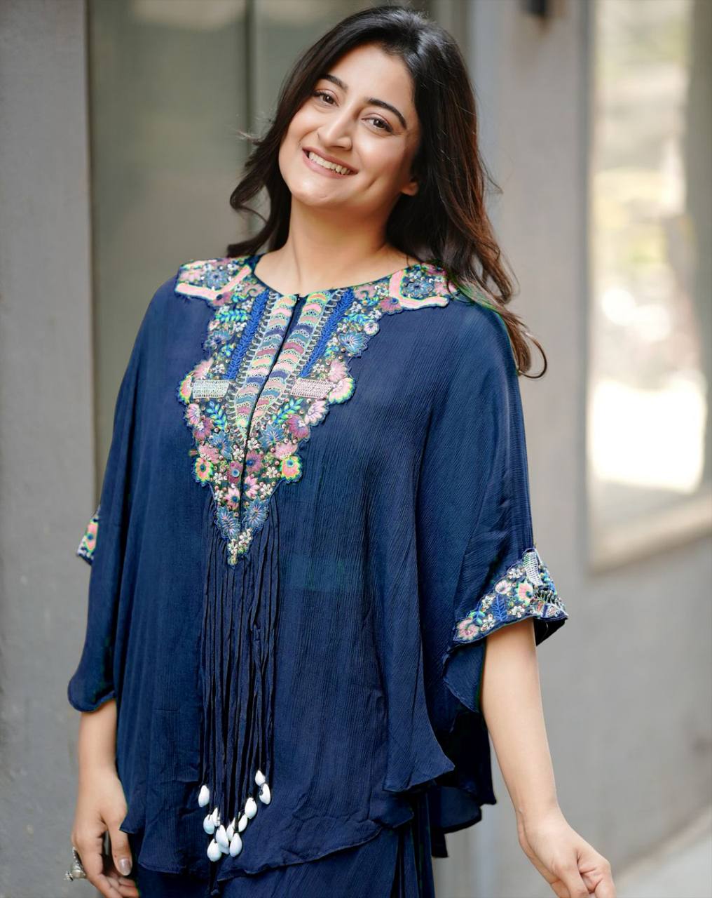 Trendy Indo-Western 3-Piece Set with Sequence Embroidery & Plazzo