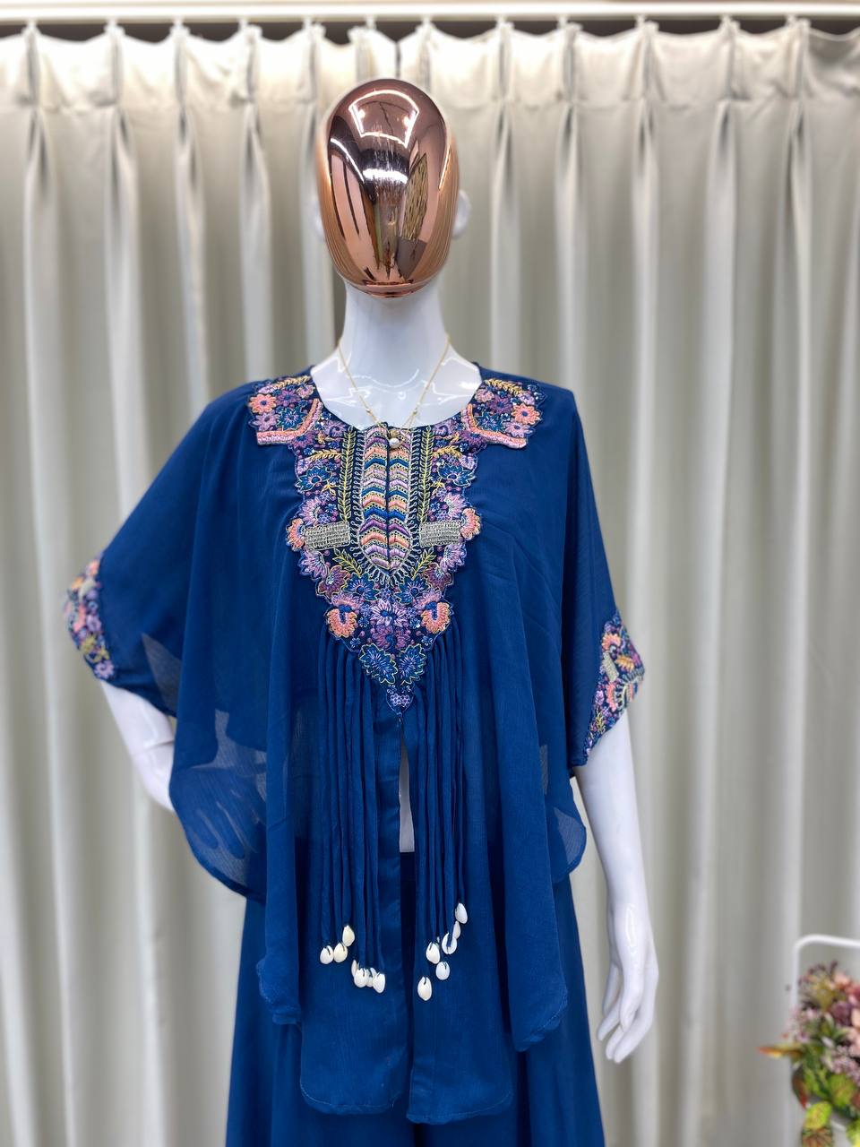 Trendy Indo-Western 3-Piece Set with Sequence Embroidery & Plazzo