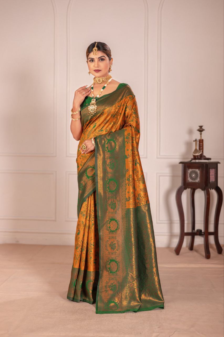 Royal Banarasi Silk Saree Set – Classic Weave & Elegant Finish | D.No. JG-1004