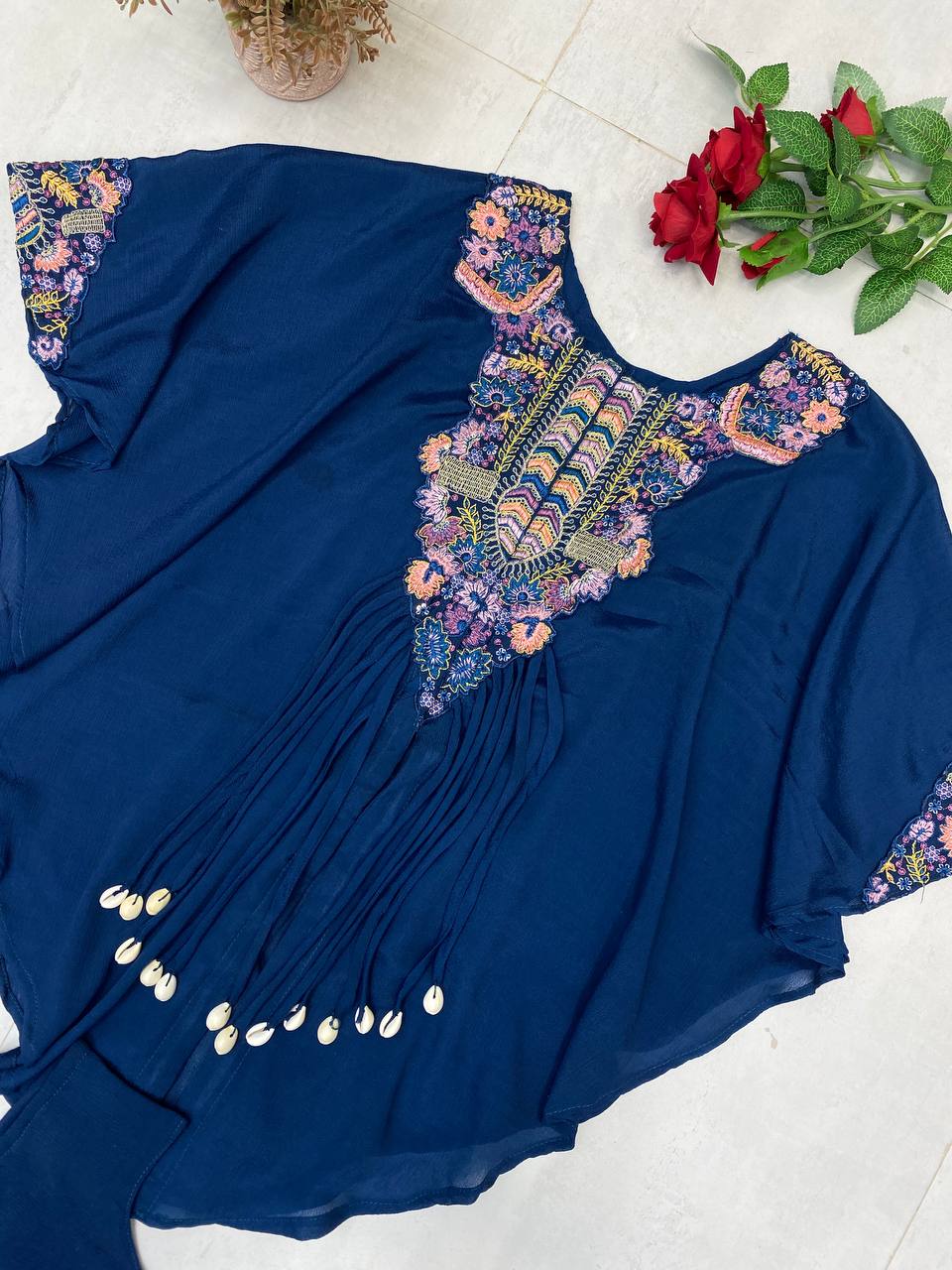 Trendy Indo-Western 3-Piece Set with Sequence Embroidery & Plazzo