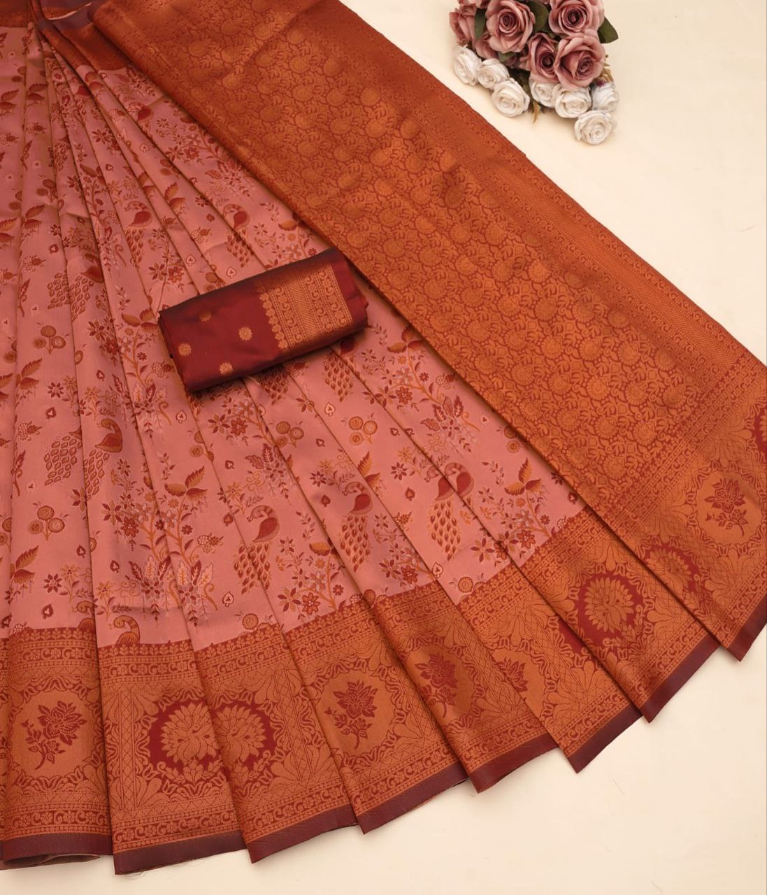 Royal Banarasi Silk Saree Set – Classic Weave & Elegant Finish | D.No. JG-1004