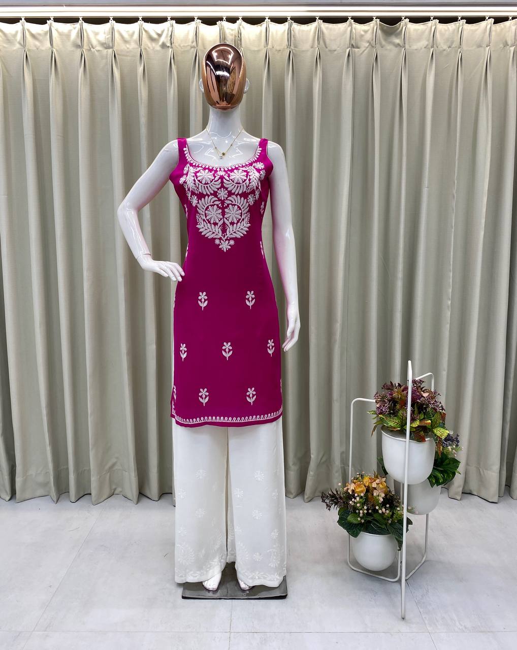 Designer Rayon Embroidered Top and Plazzo Set | Comfortable Daily & Casual Wear