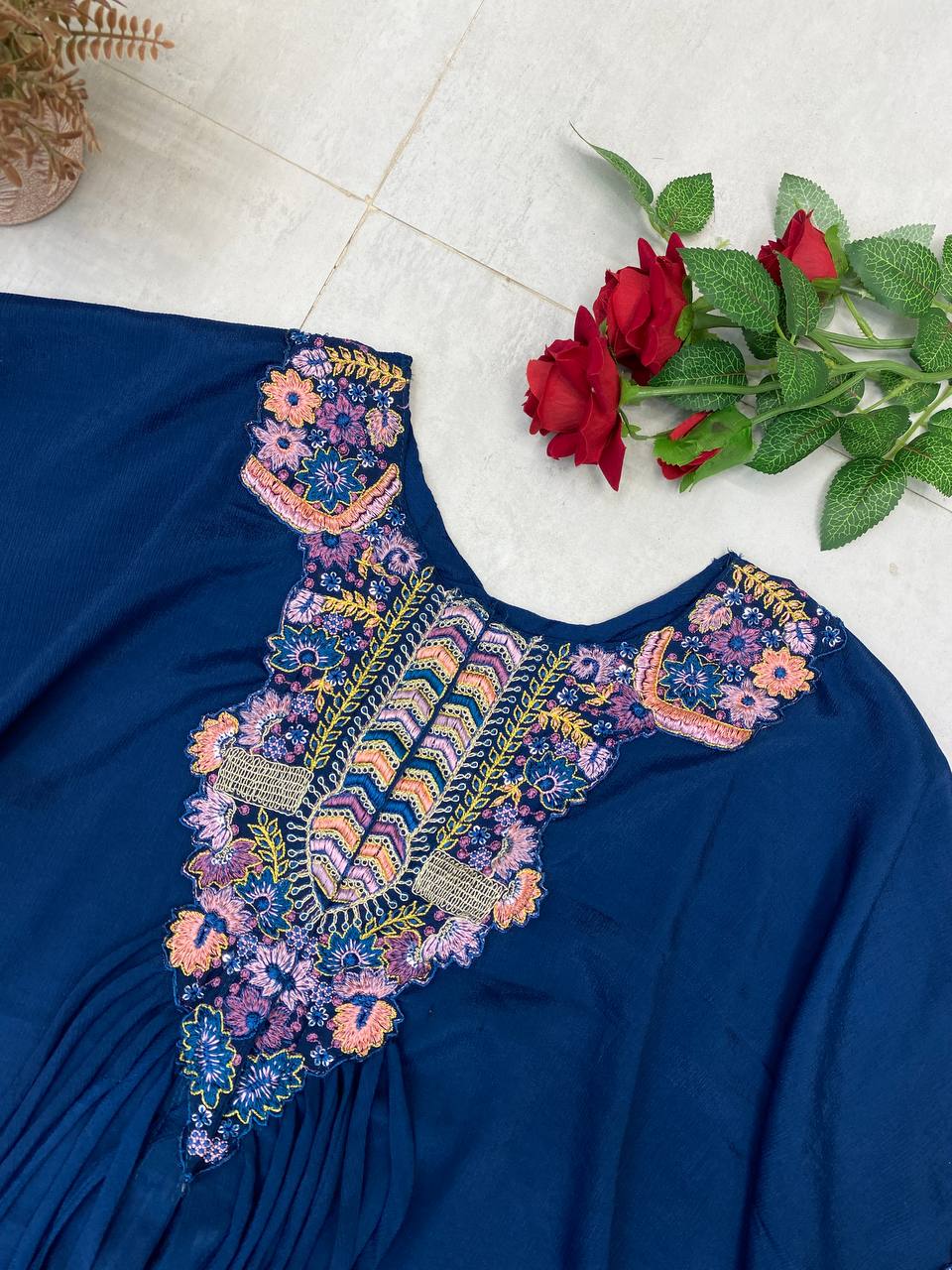 Trendy Indo-Western 3-Piece Set with Sequence Embroidery & Plazzo