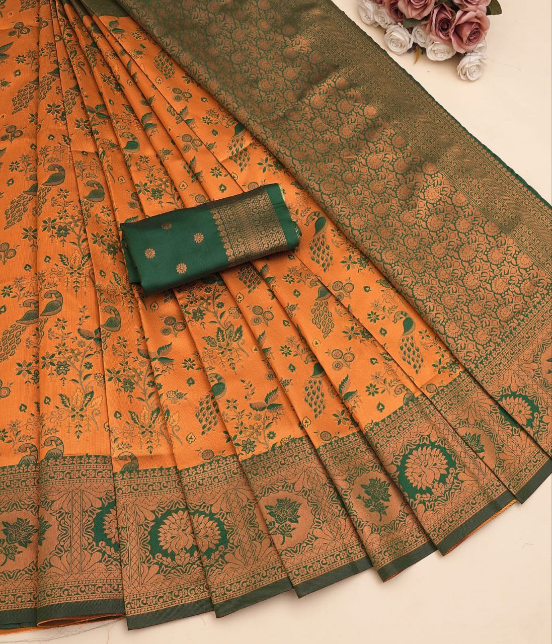 Royal Banarasi Silk Saree Set – Classic Weave & Elegant Finish | D.No. JG-1004