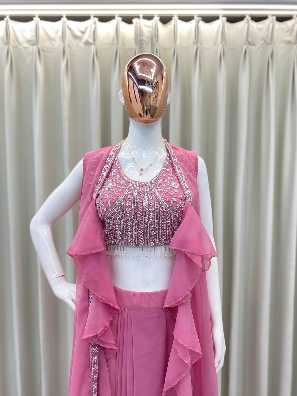 Trendy 3-Piece Western Dhoti Set with Embroidered Blouse & Koti – Perfect for Wedding Season