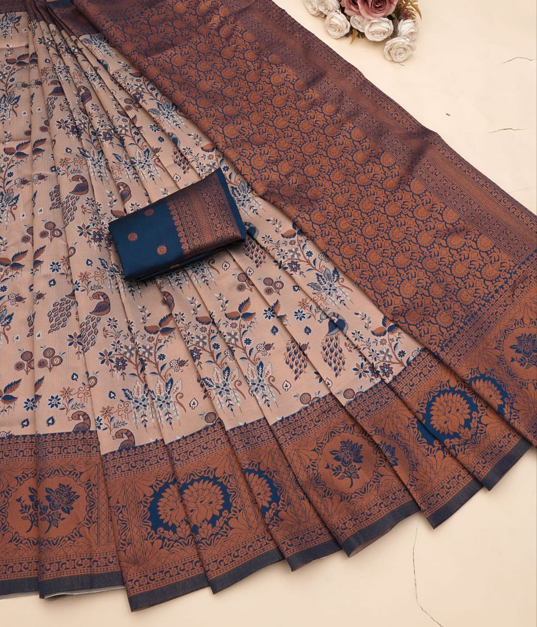 Royal Banarasi Silk Saree Set – Classic Weave & Elegant Finish | D.No. JG-1004