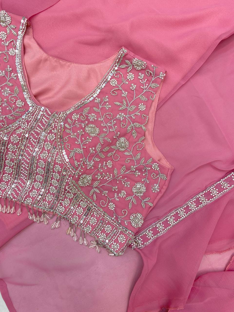 Trendy 3-Piece Western Dhoti Set with Embroidered Blouse & Koti – Perfect for Wedding Season