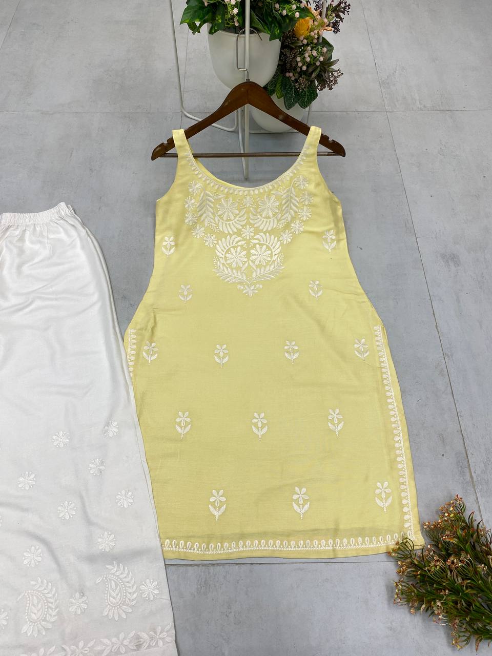 Designer Rayon Embroidered Top and Plazzo Set | Comfortable Daily & Casual Wear