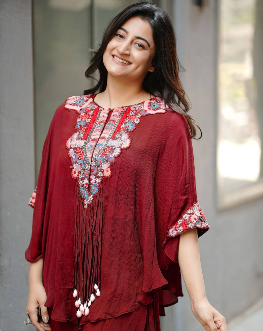 Trendy Indo-Western 3-Piece Set with Sequence Embroidery & Plazzo