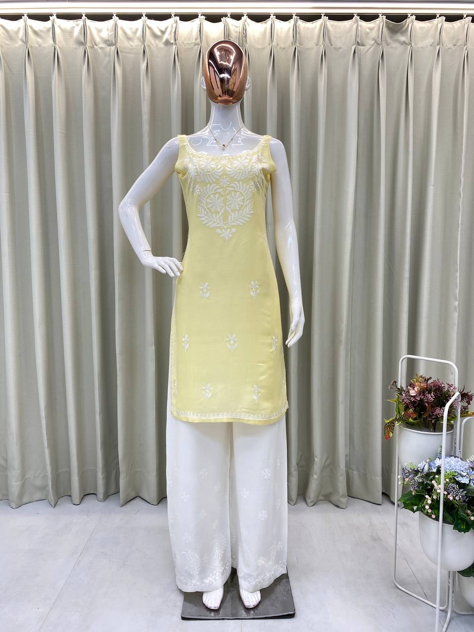 Designer Rayon Embroidered Top and Plazzo Set | Comfortable Daily & Casual Wear