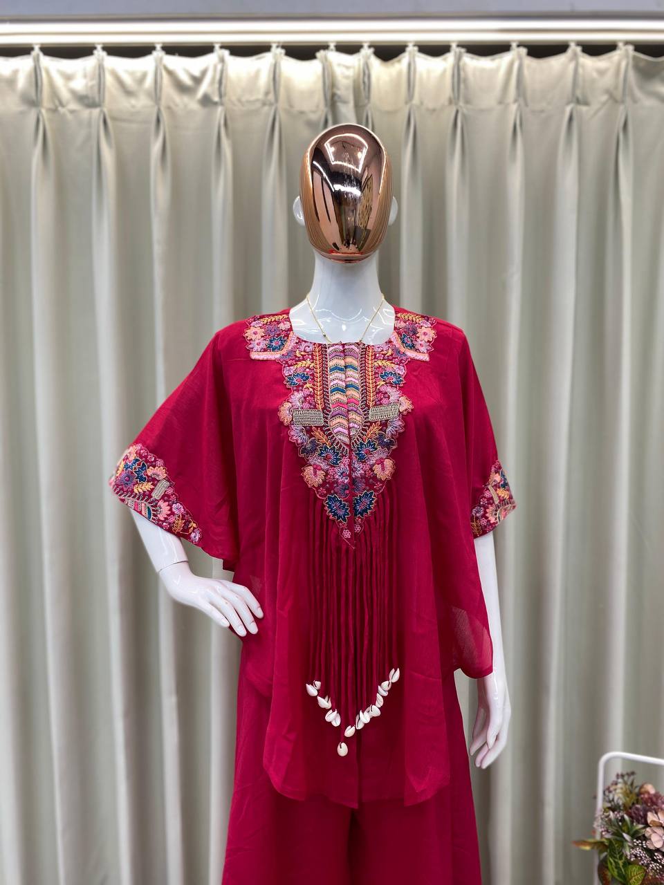 Trendy Indo-Western 3-Piece Set with Sequence Embroidery & Plazzo