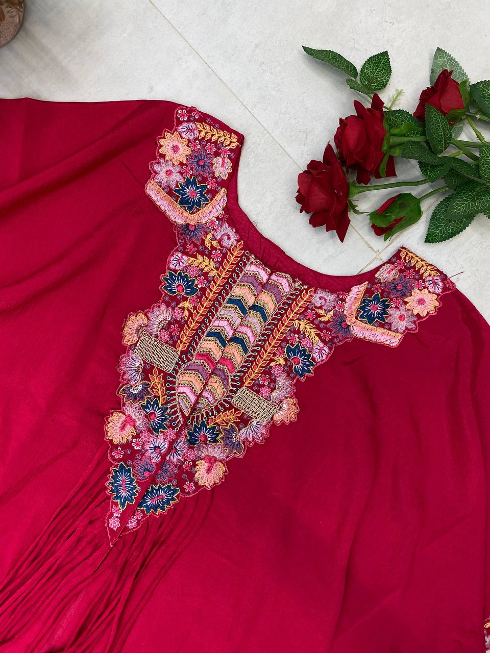 Trendy Indo-Western 3-Piece Set with Sequence Embroidery & Plazzo