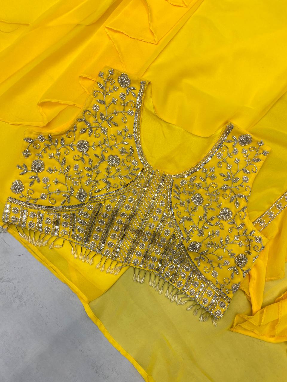 Trendy 3-Piece Western Dhoti Set with Embroidered Blouse & Koti – Perfect for Wedding Season