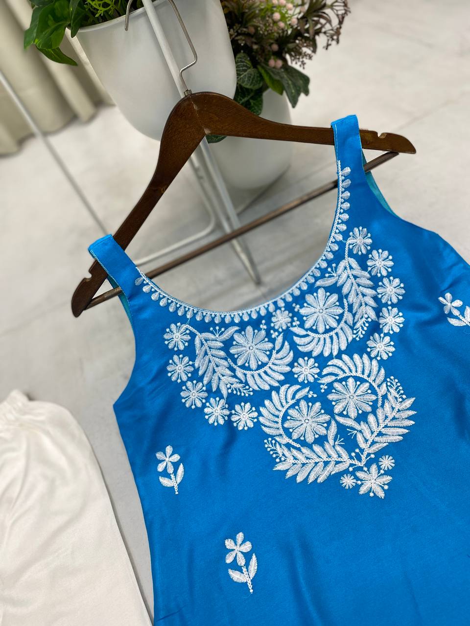 Designer Rayon Embroidered Top and Plazzo Set | Comfortable Daily & Casual Wear