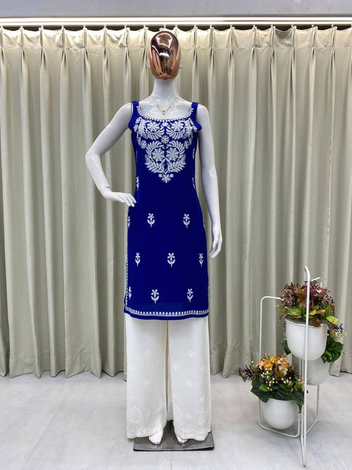 Designer Rayon Embroidered Top and Plazzo Set | Comfortable Daily & Casual Wear