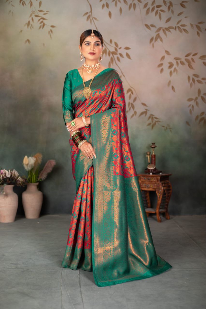 Elegant Banarasi Silk Saree with Matching Blouse – Design No. JG-1002