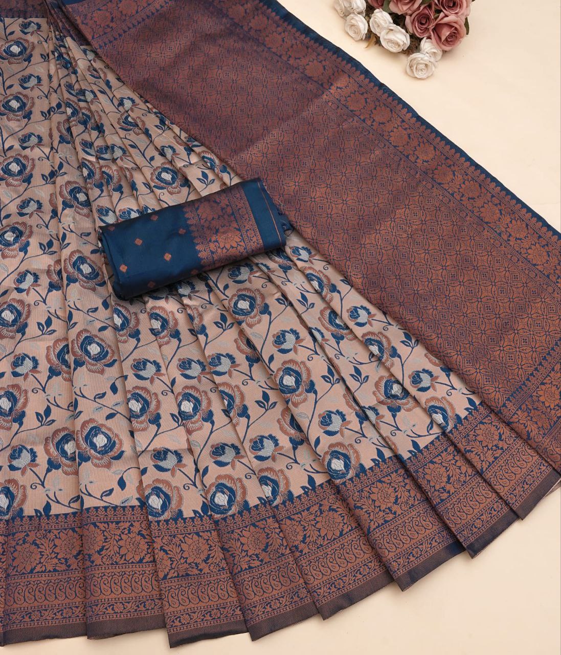 Elegant Banarasi Silk Saree with Matching Blouse – Design No. JG-1002