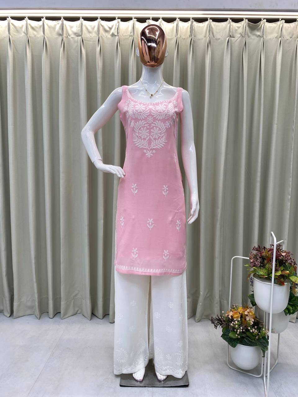 Designer Rayon Embroidered Top and Plazzo Set | Comfortable Daily & Casual Wear