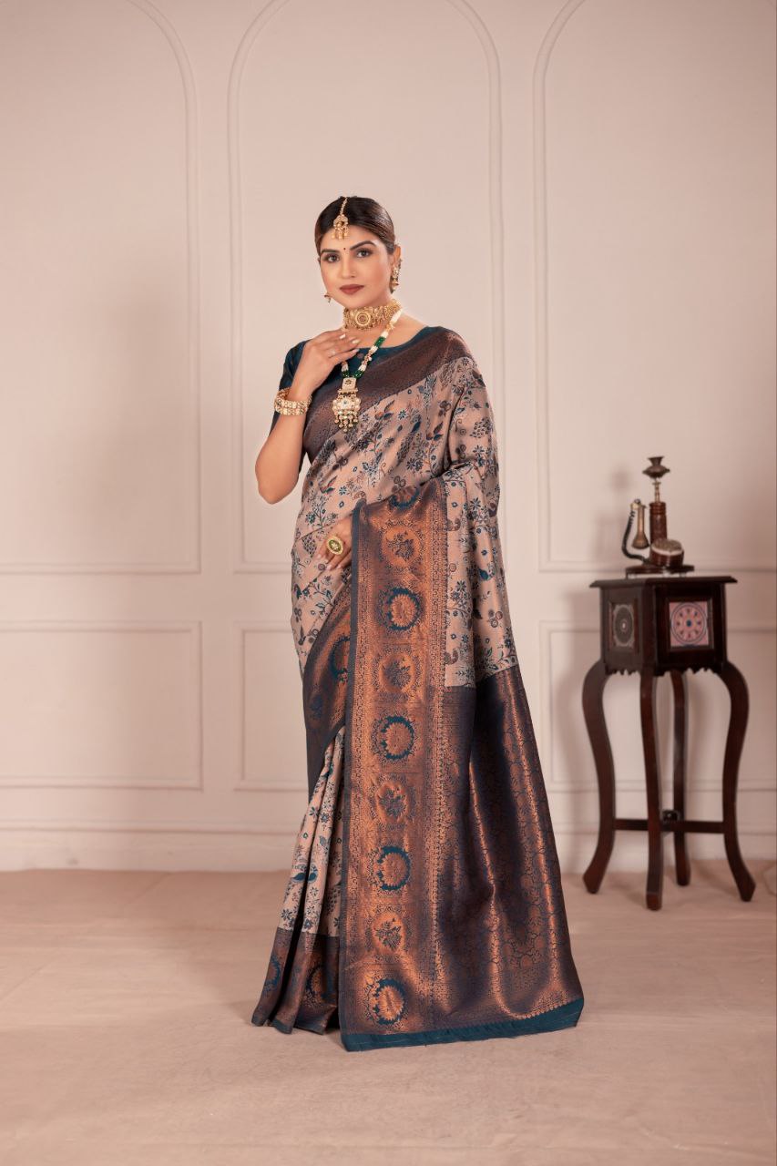 Royal Banarasi Silk Saree Set – Classic Weave & Elegant Finish | D.No. JG-1004