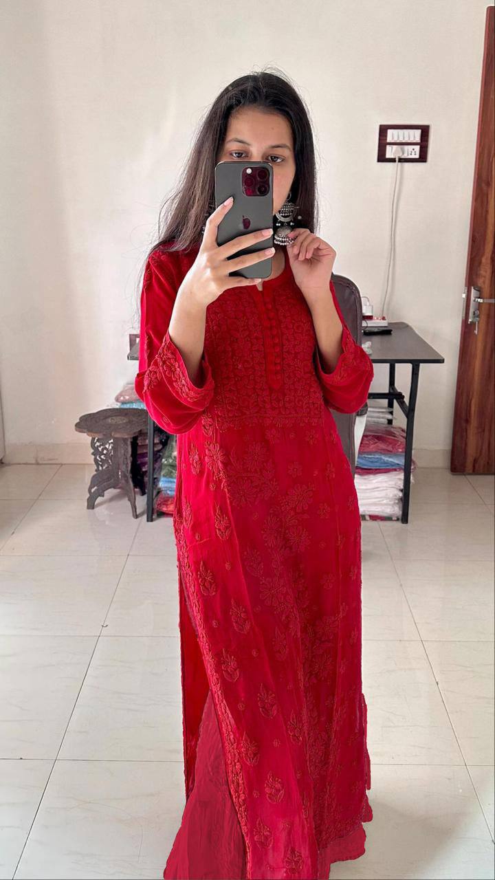 Exclusive Georgette Embroidered Suit Set with GPO Lace Dupatta