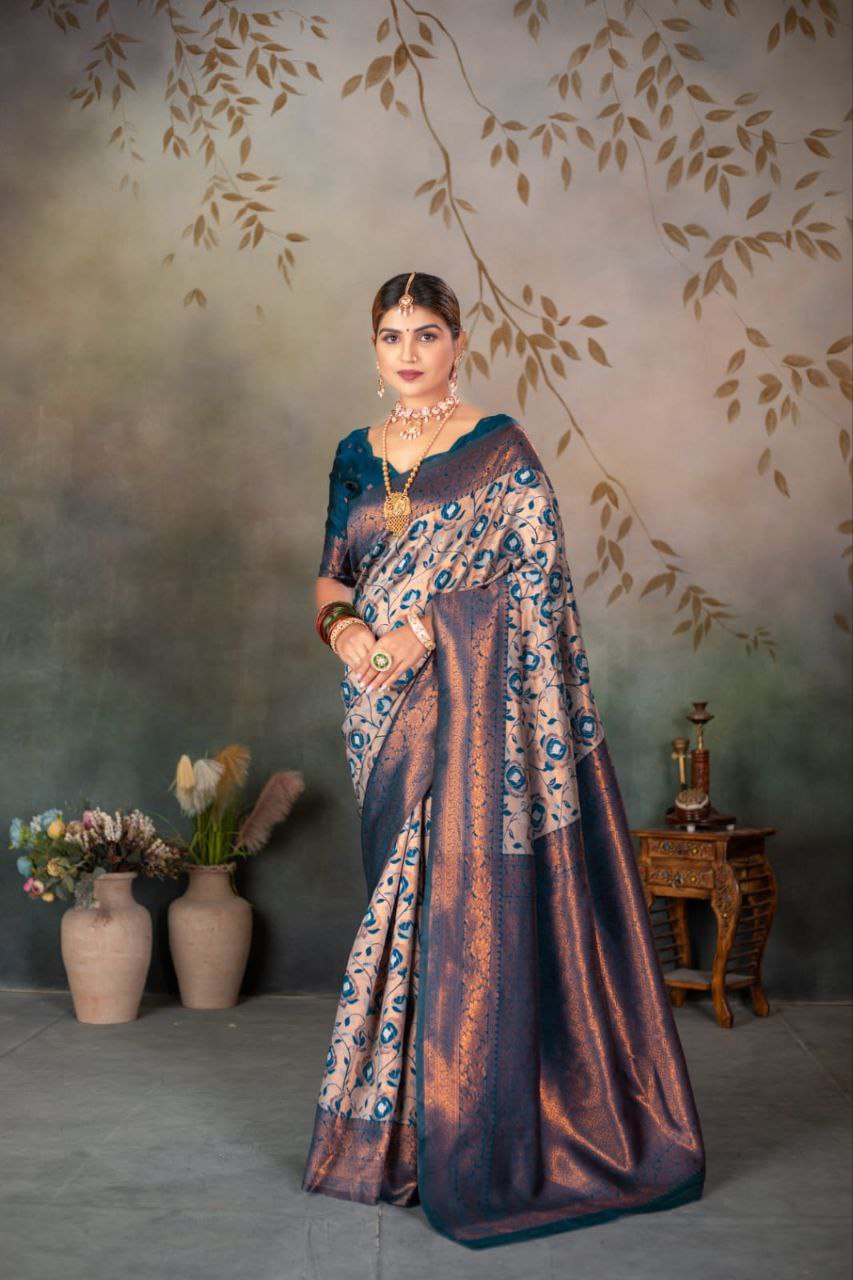Elegant Banarasi Silk Saree with Matching Blouse – Design No. JG-1002