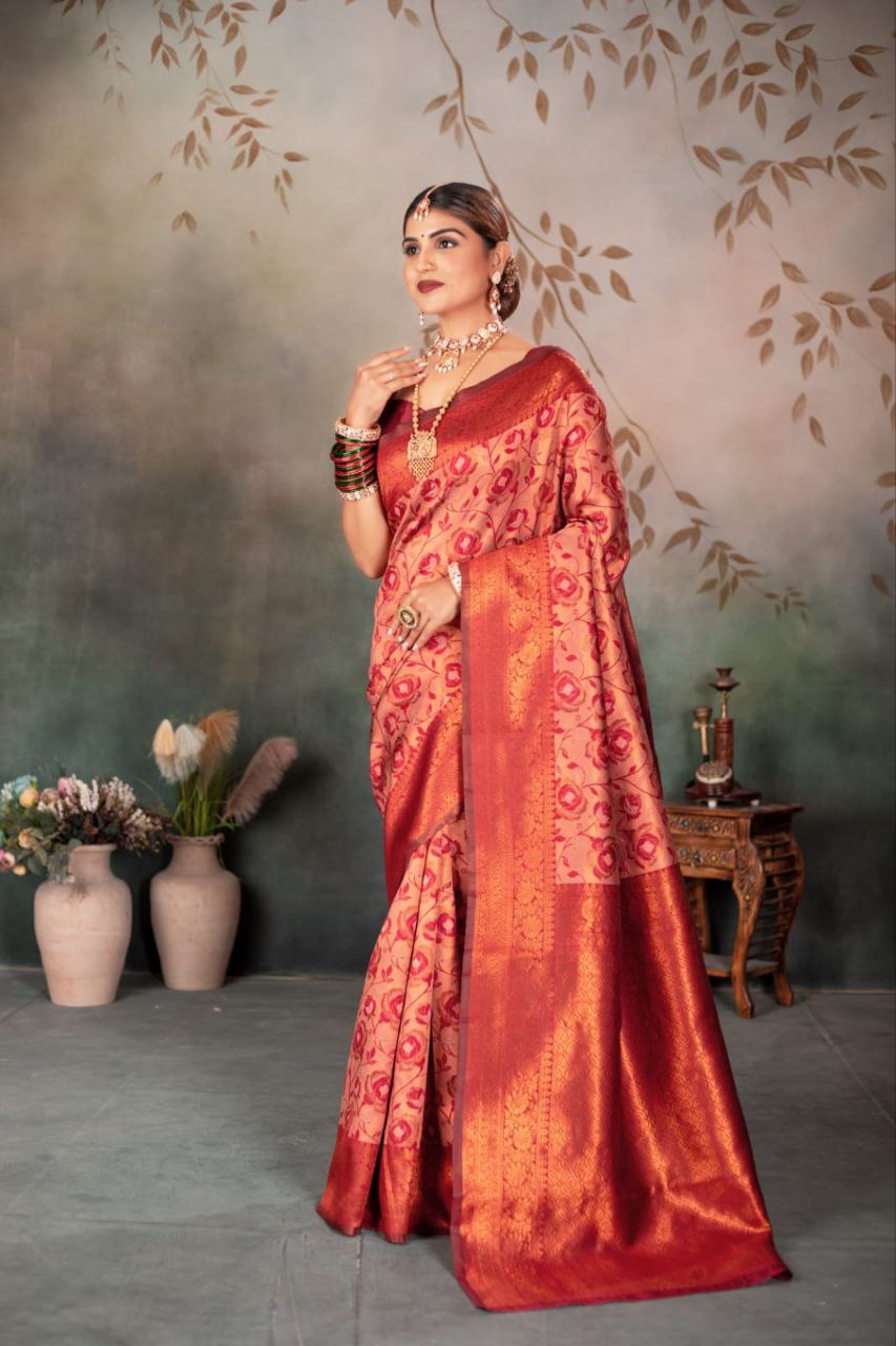 Elegant Banarasi Silk Saree with Matching Blouse – Design No. JG-1002