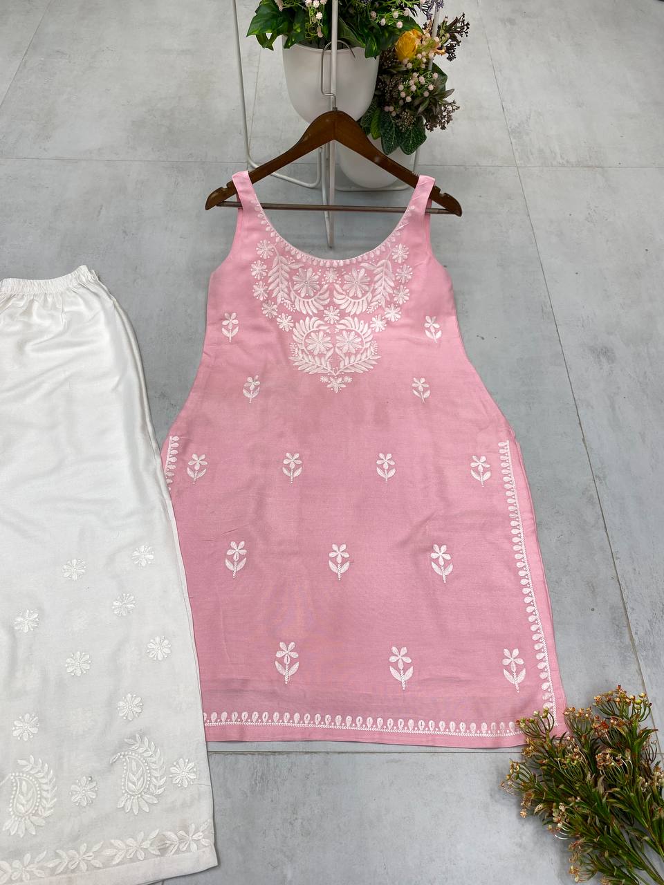 Designer Rayon Embroidered Top and Plazzo Set | Comfortable Daily & Casual Wear